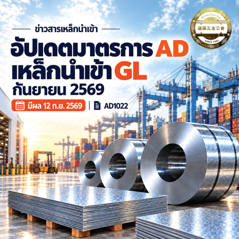 อัปเดตมาตรการ AD เหล็กนำเข้า GL เดือนกันยายน 2569