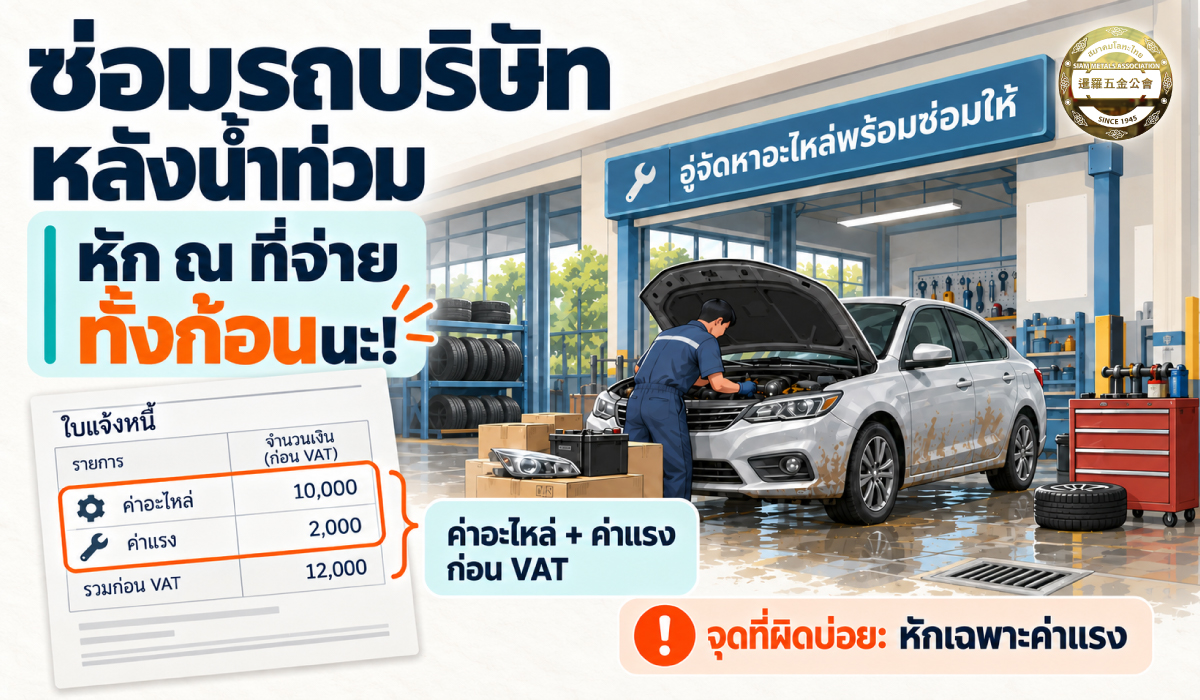 ซ่อมรถบริษัทหลังน้ำท่วม อย่าเผลอหัก ณ ที่จ่ายเฉพาะค่าแรง!